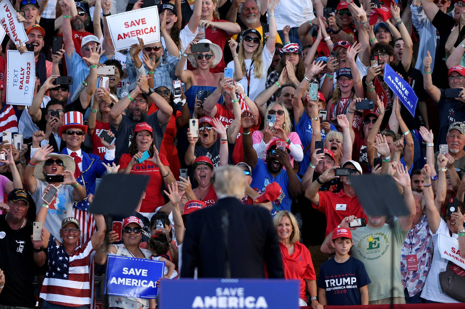 Former U.S. President Trump holds a rally in Wellington, OH