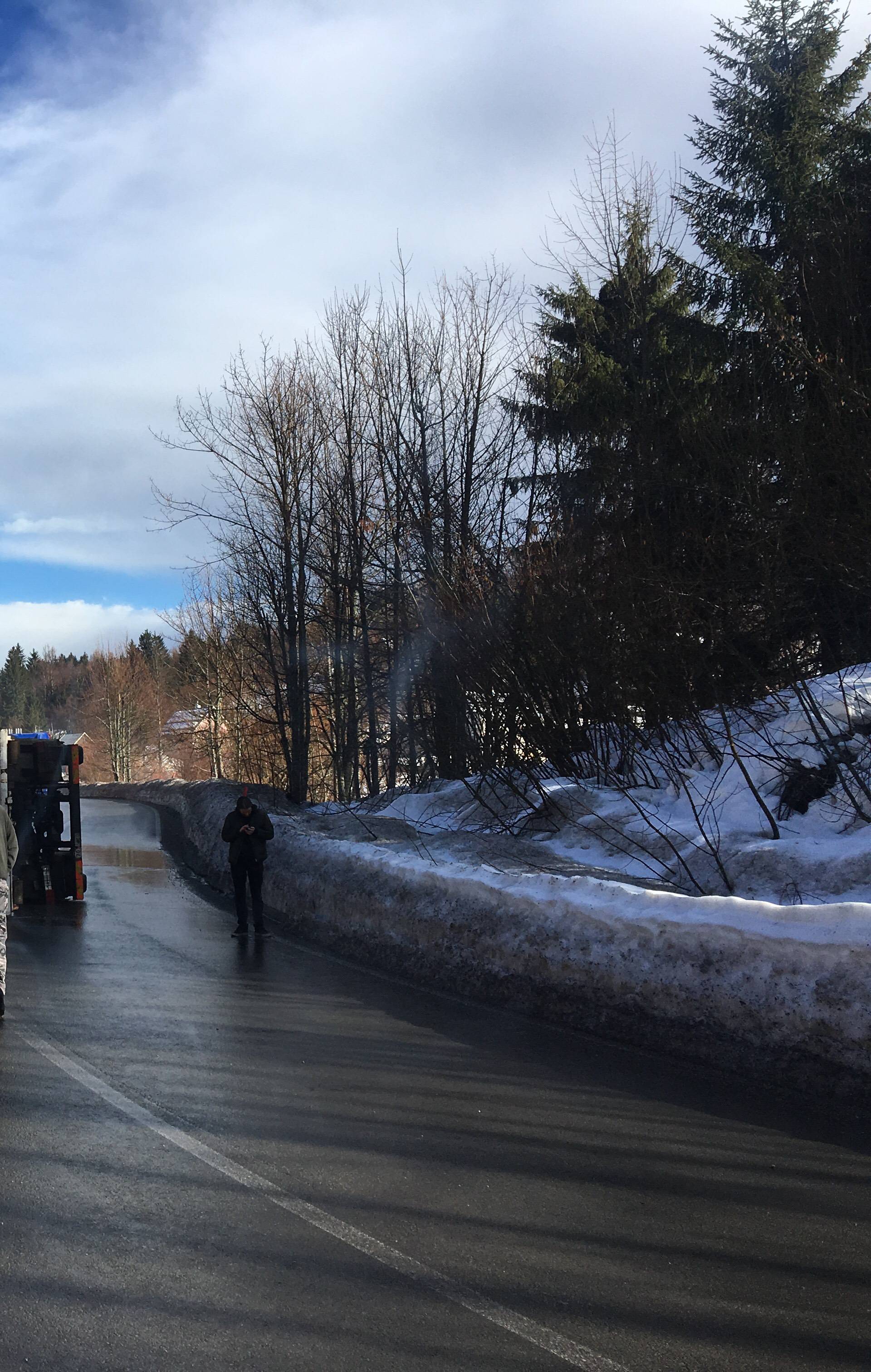 Kamion pun piljevine prevrnuo se na cesti u Gorskom kotaru