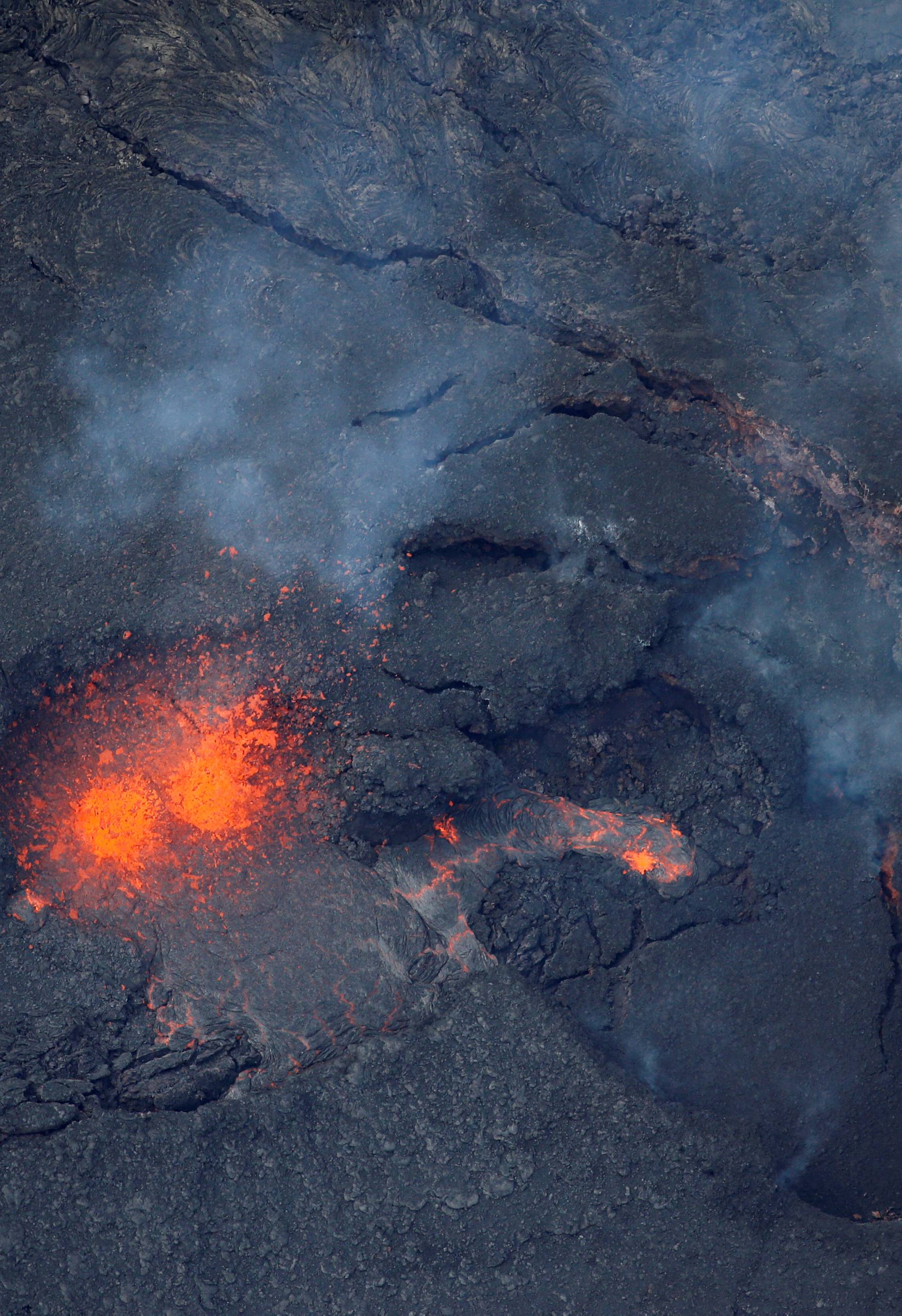 Lava shoots out of a fissure in the Leilani Estates near Pahoa, Hawaii