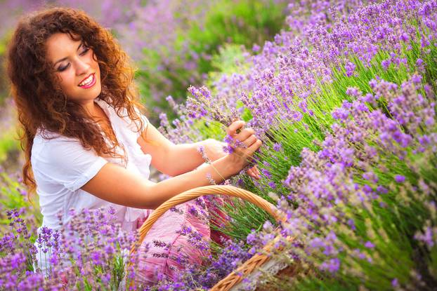 Girl on lavender field