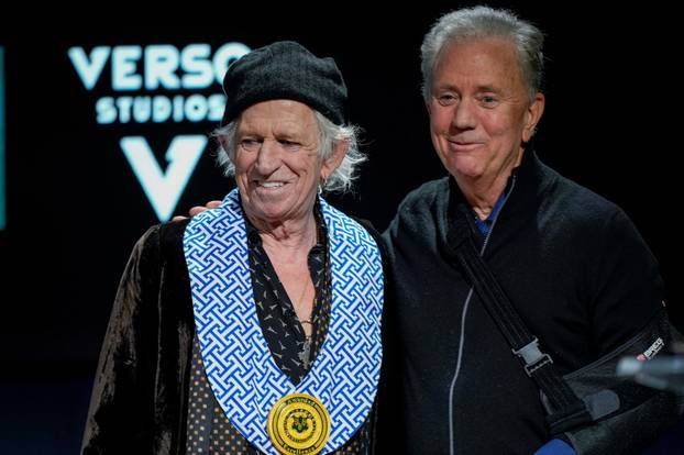 Rolling Stones guitarist and songwriter Keith Richards presented with award, in Westport