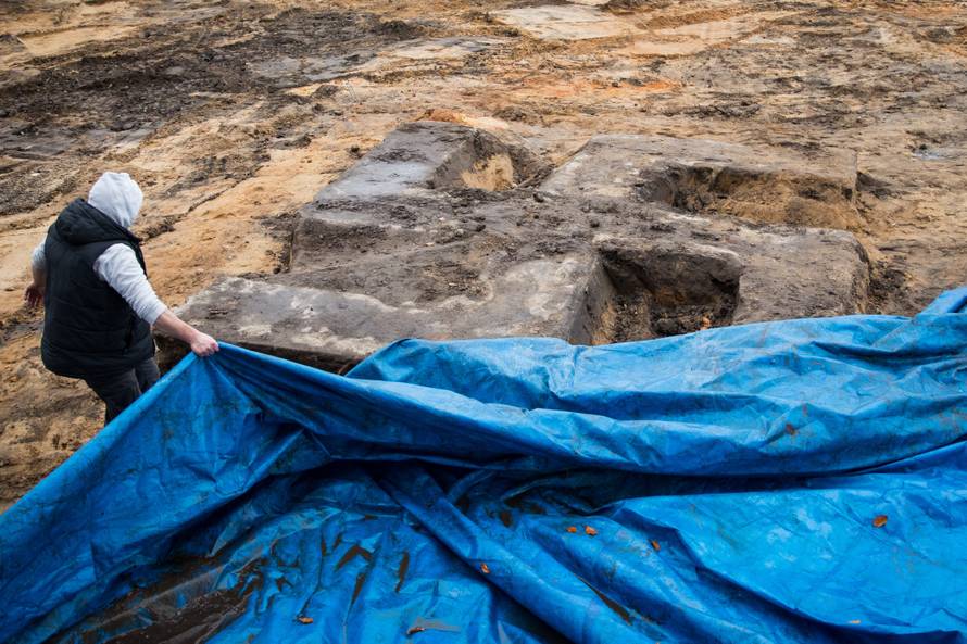 Concrete Swastika digged out at sports ground