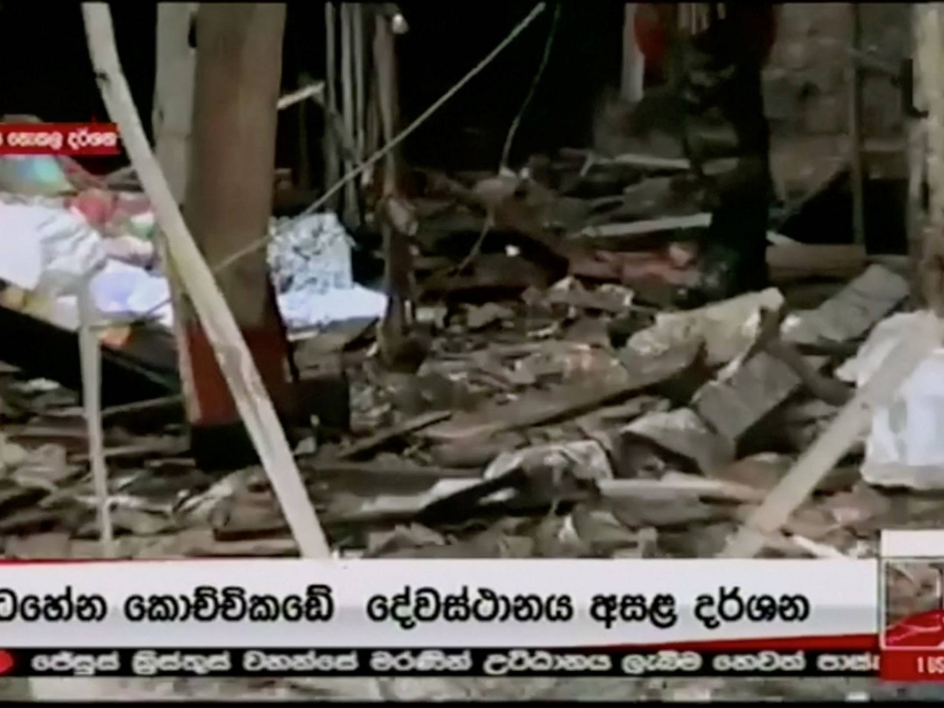 Debris is seen at St Anthony's church after explosions hit churches and hotels in Colombo