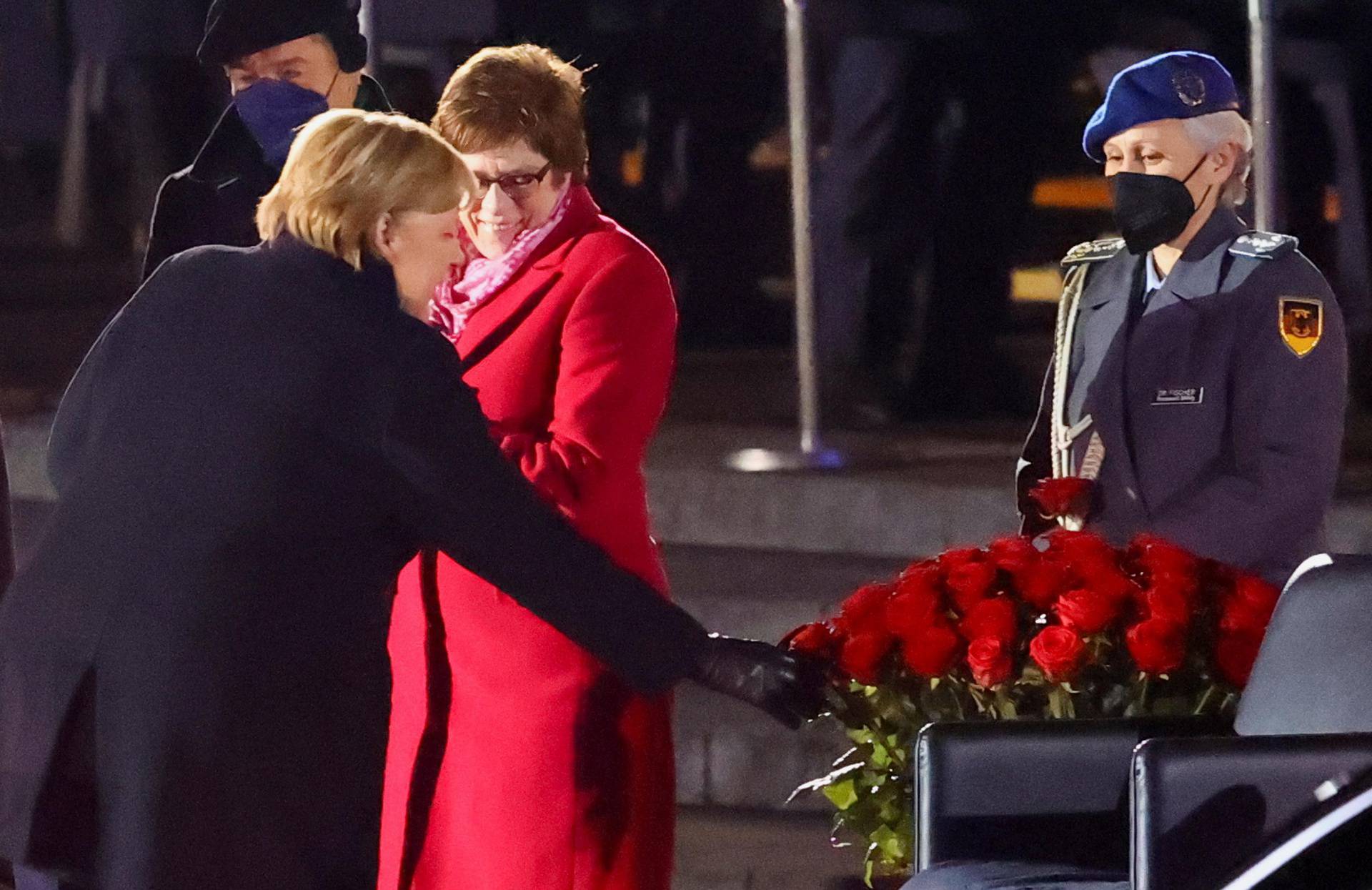 Outgoing German Chancellor Merkel is honoured with Grand Tattoo, in Berlin