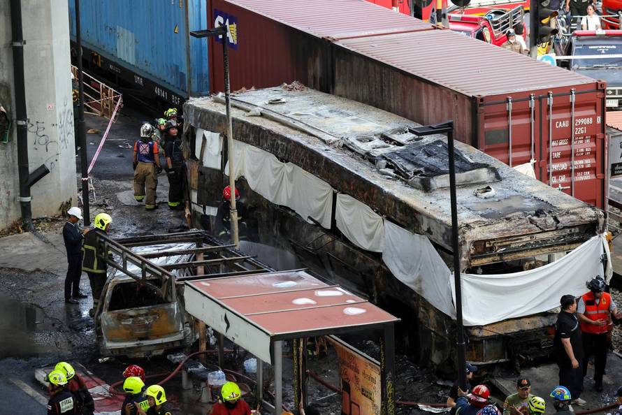 The scene of a multi-vehicle collision, in Bangkok