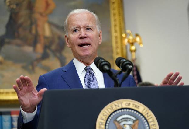 Biden speaks about protecting access to reproductive health care services at the White House in Washington