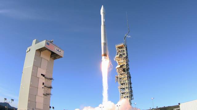 FILE PHOTO: An Atlas 5 ULA (United Launch Alliance) rocket carrying a satellite for the Defense Meteorological Satellite Program is launched from Vandenberg Air Force Base in California