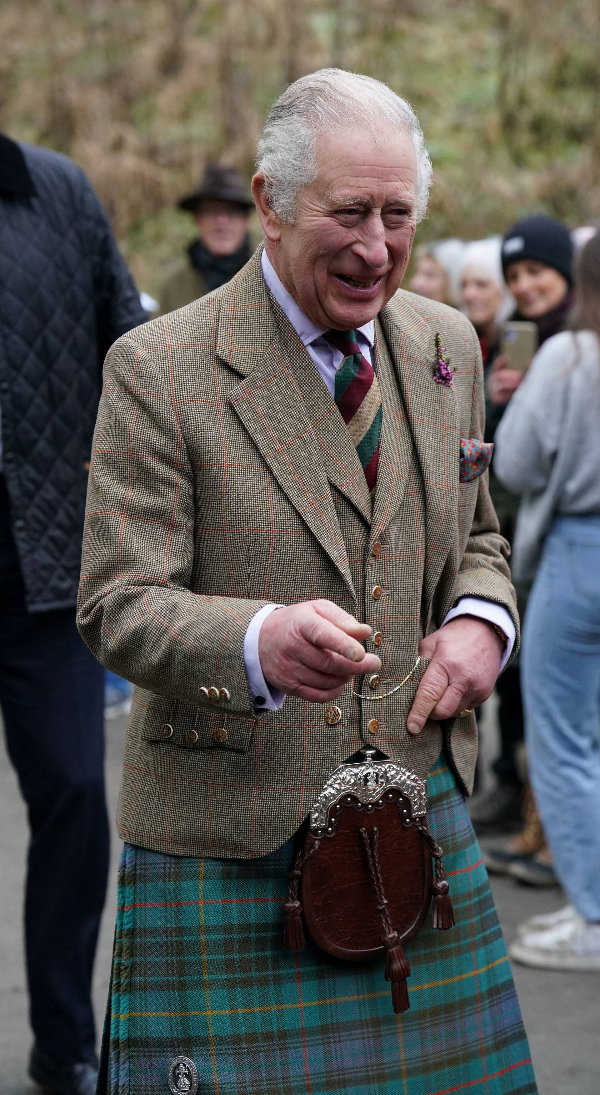 Britain's King Charles visits Aboyne and Mid Deeside Community Shed, in Aboyne