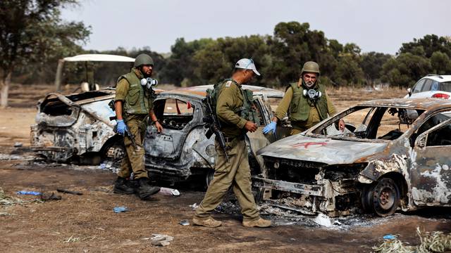 Aftermath of an attack on the Nova Festival by Hamas gunmen from Gaza near Israel's border with the Gaza Strip, in southern Israel