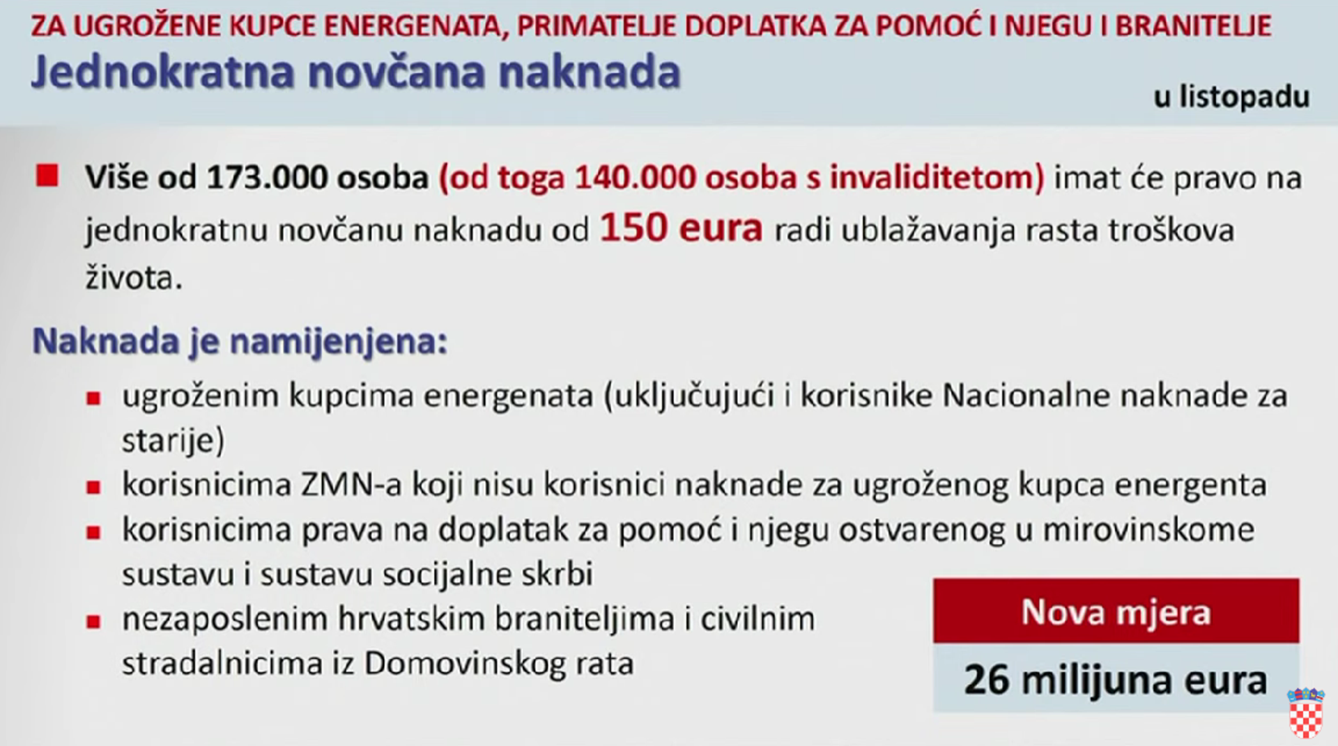 Evo tko su dobitnici Vladinih mjera: Umirovljenici će dobiti 160 eura, nezaposleni 100...