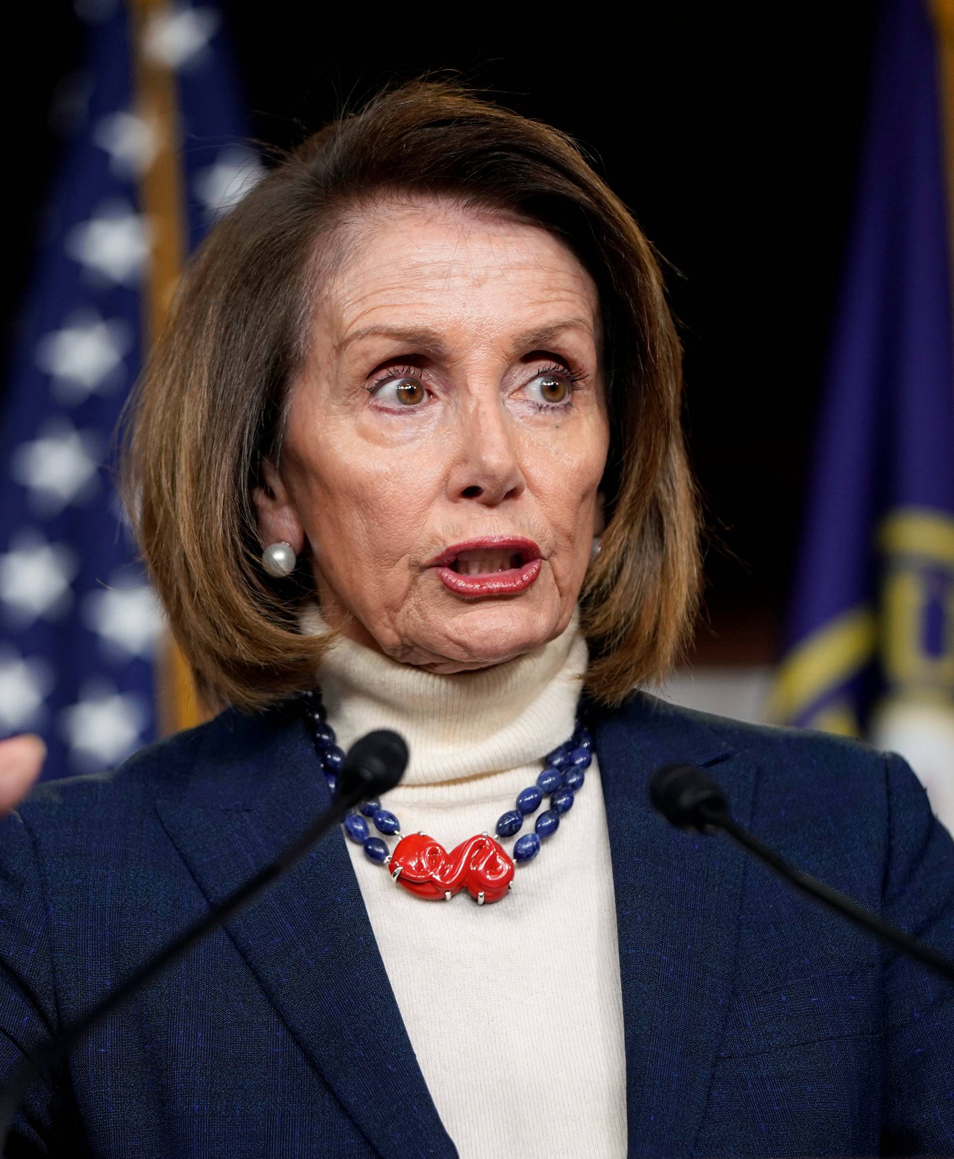 Speaker of the House Nancy Pelosi (D-CA) speaks during a press briefing on the 27th day of a partial government shutdown on Capitol Hill in Washington