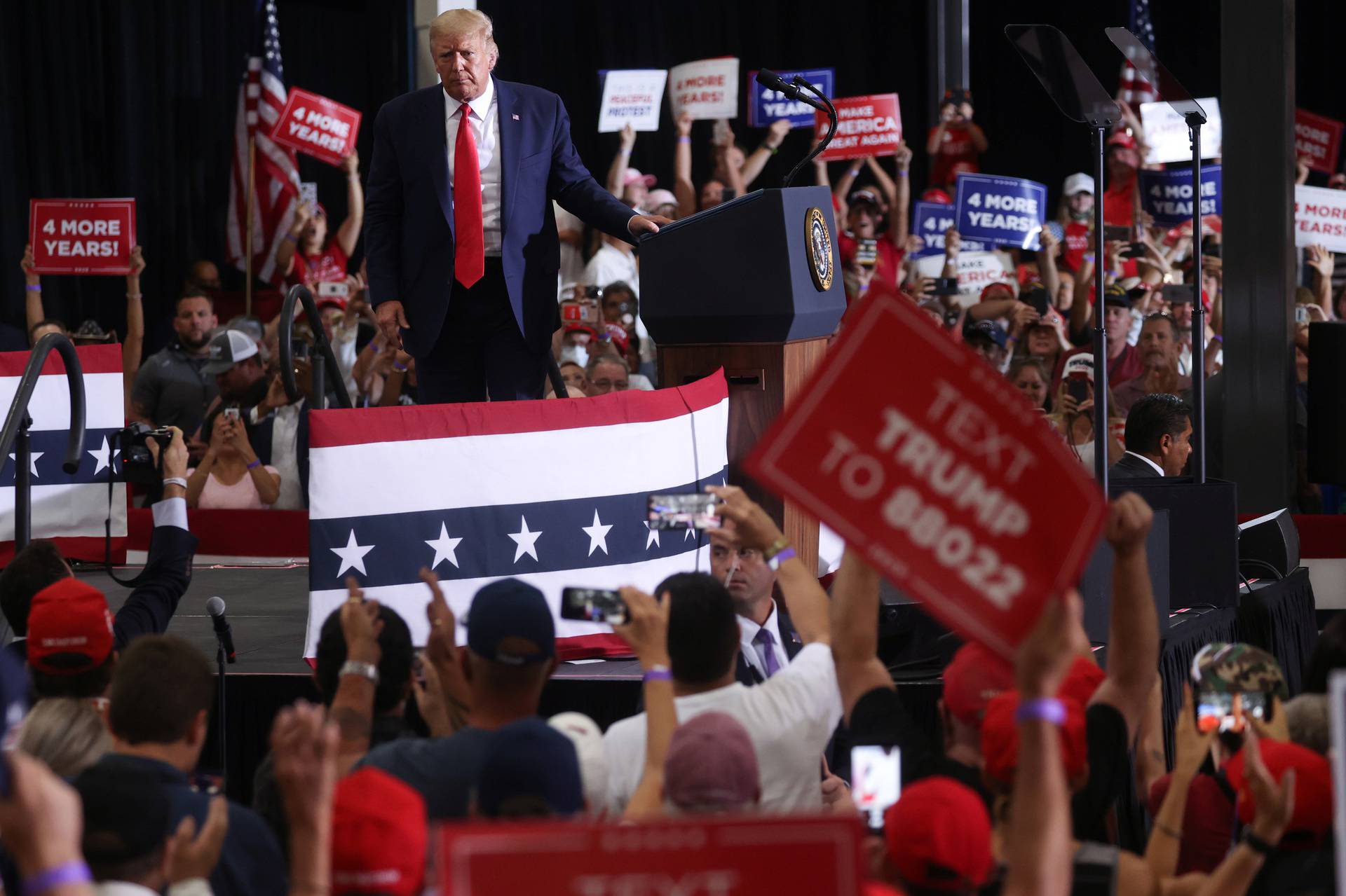 U.S. President Trump rallies with supporters at a campaign event in Henderson, Nevada