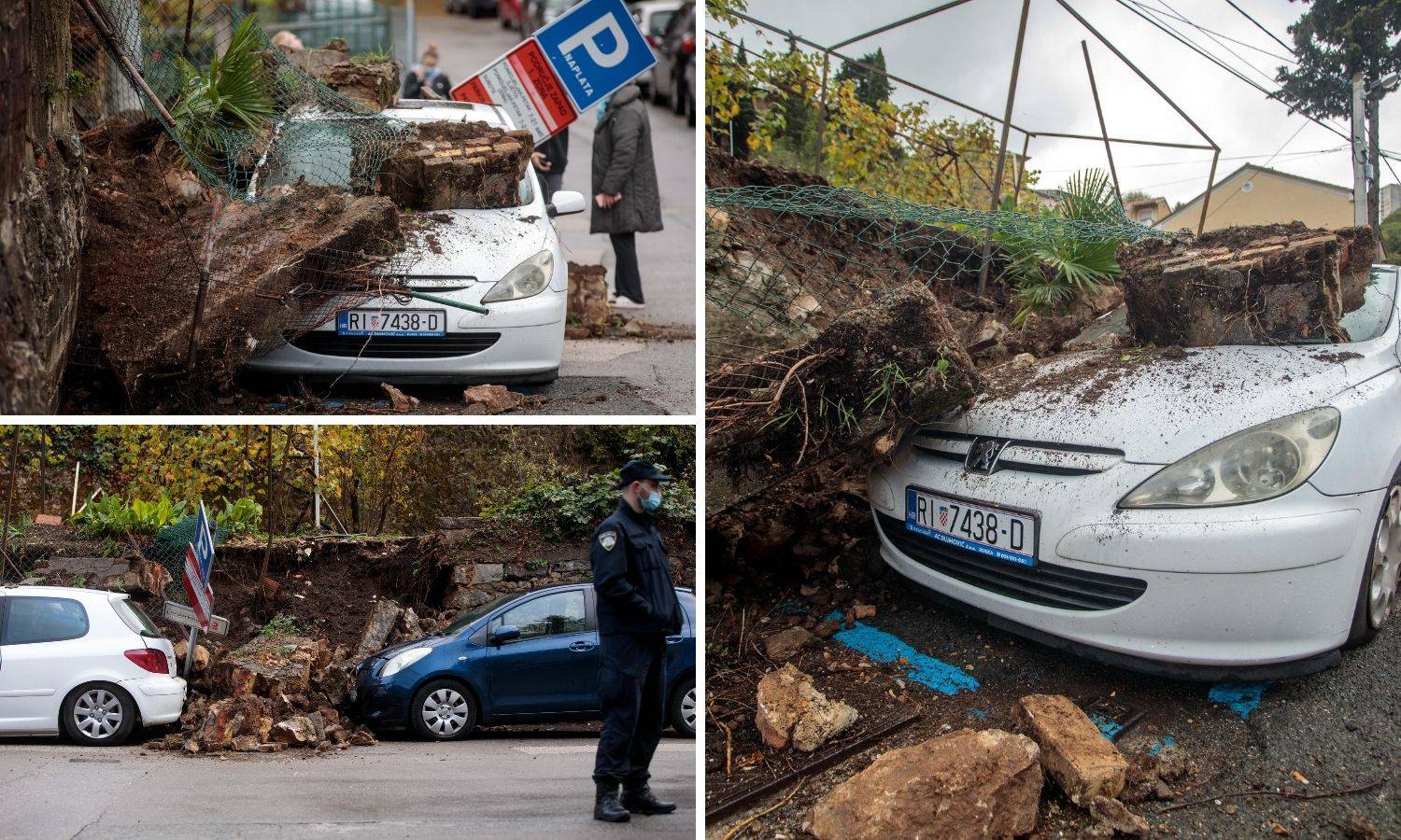 VIDEO Rijeka: Odron zatrpao dva parkirana automobila