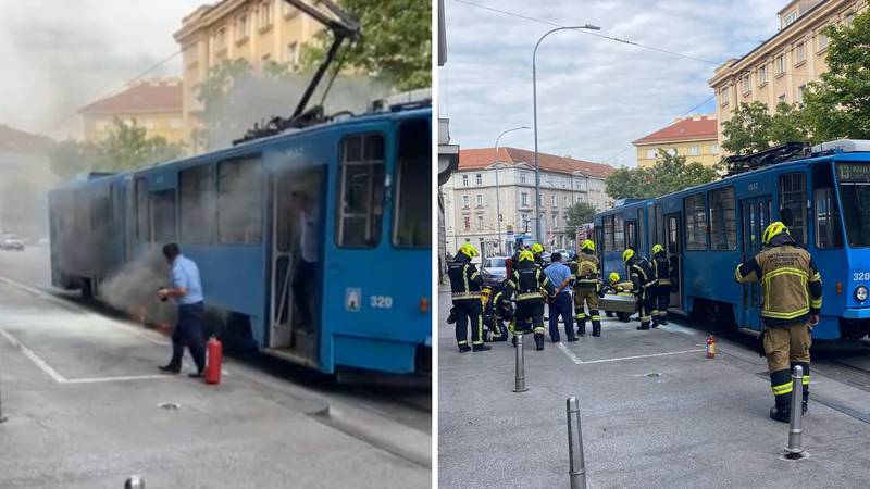V Zagrebu se je vnel tramvaj, požar pogasil voznik