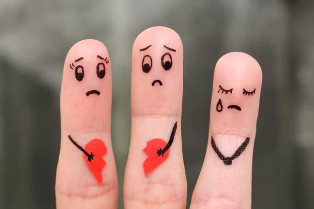 Finger art of family during quarrel.
