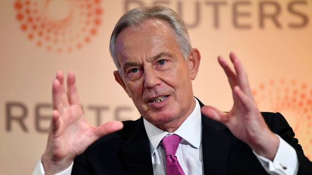 Former British PM Blair speaks at a Reuters Newsmaker event in London