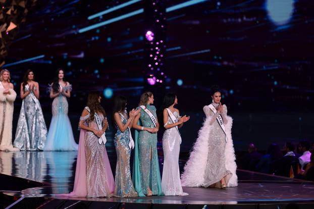 Thailand's Opal Suchata Chuangsri walks the ramp in the earlier rounds of the 72nd Miss World finale in Hyderabad