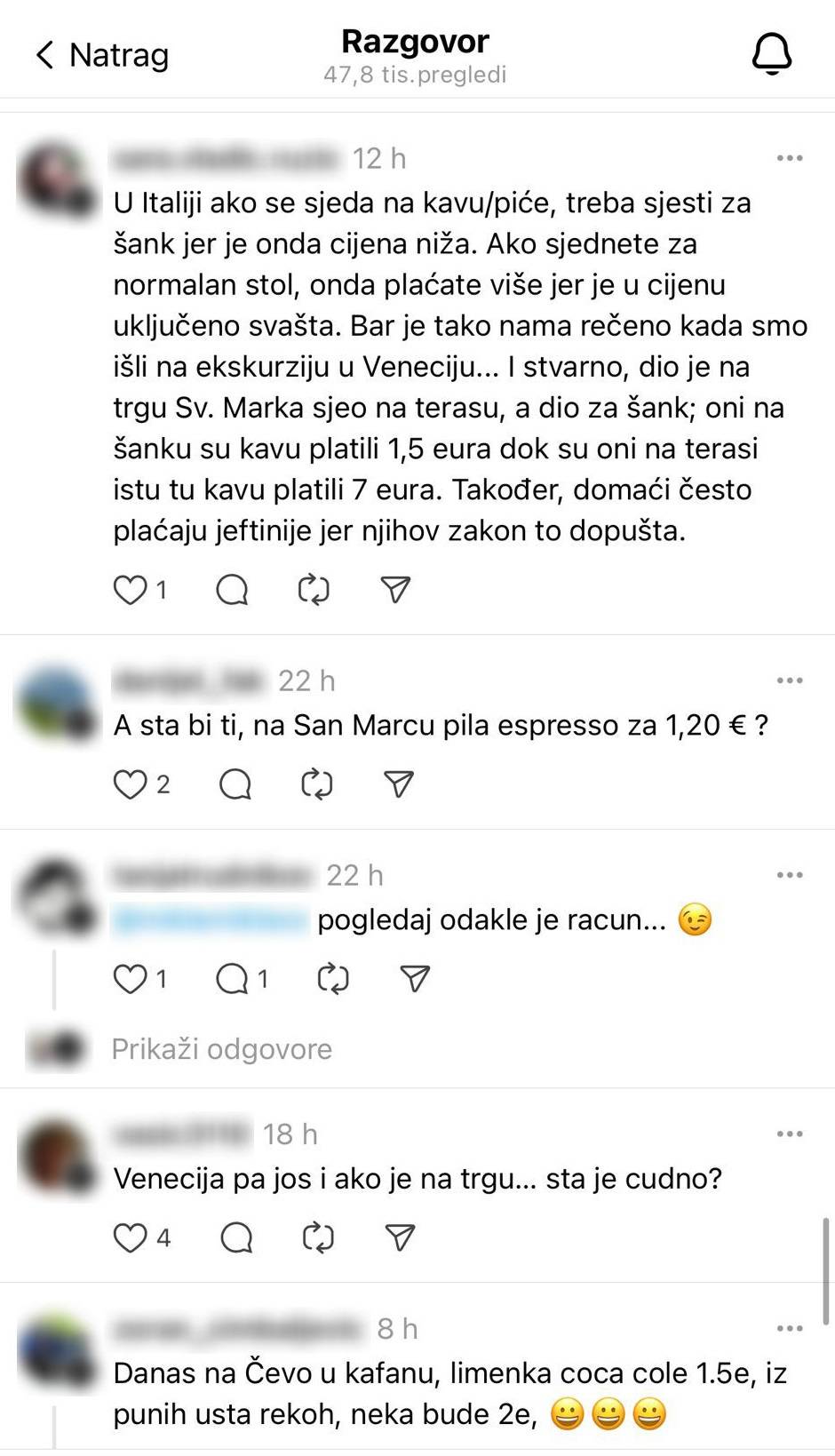 Sjela je na kavu u Italiji pa se šokirala: Jeste li ikada skuplje platili kavu? Pišu joj: Da, u Istri