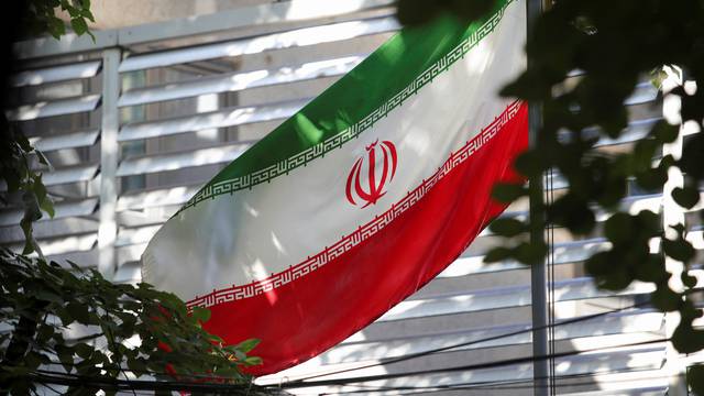 Iranian flag is seen at the Embassy of the Islamic Republic of Iran, in Tirana