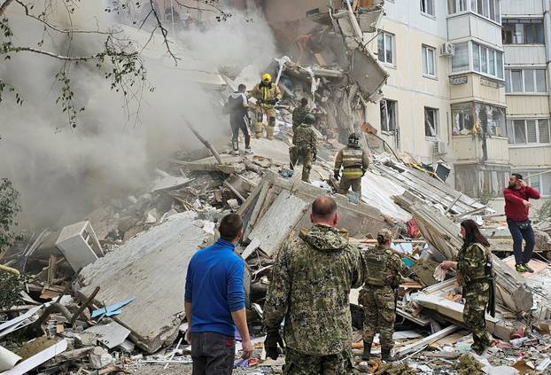 Aftermath of apartment block collapse in Belgorod