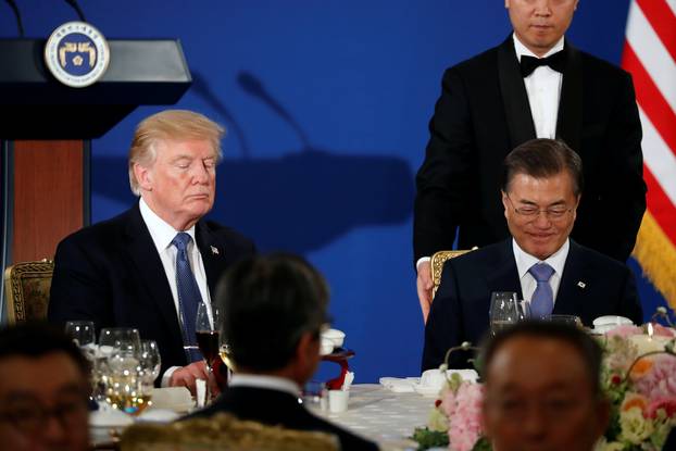 U.S. President Donald Trump attends a state dinner hosted by South Korea