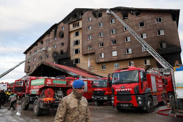 Fire at a hotel in the ski resort of Kartalkaya, in Bolu