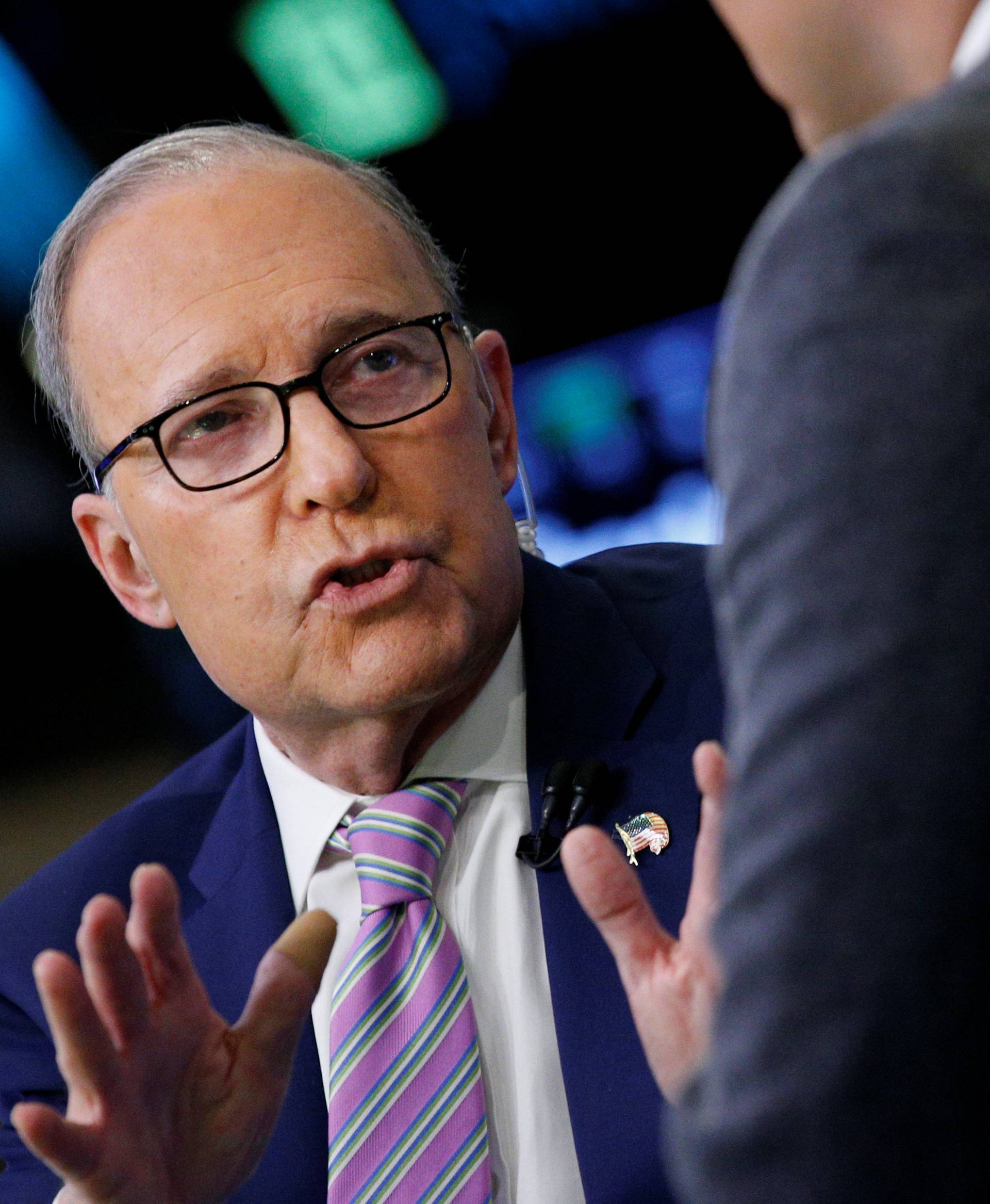 Economic analyst Lawrence "Larry" Kudlow appears on CNBC at the NYSE in New York