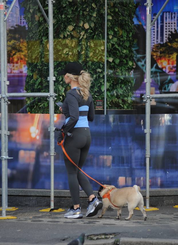 Milan, Helena Seger goes shopping at Hermes in via Monte Napoleone with her dog