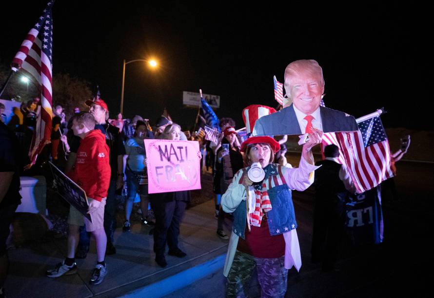 "Stop the Steal" protest at Clark County Election Center in North Las Vegas