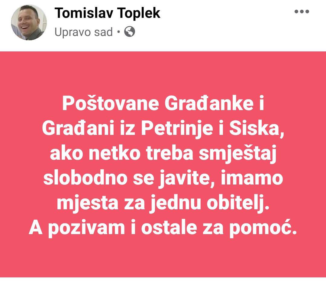 Veliko srce Hrvatske: Evo gdje i kako pomoći Banovini, ovi ljudi nude smještaj za stradale