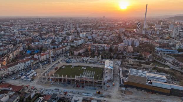 Zagreb: Fotografije iz zraka radova na novom stadionu u Kranjčevićevoj