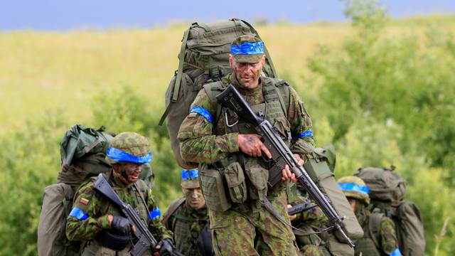 Lithuanian army soldiers take part in Suwalki gap defence exercise in Mikyciai