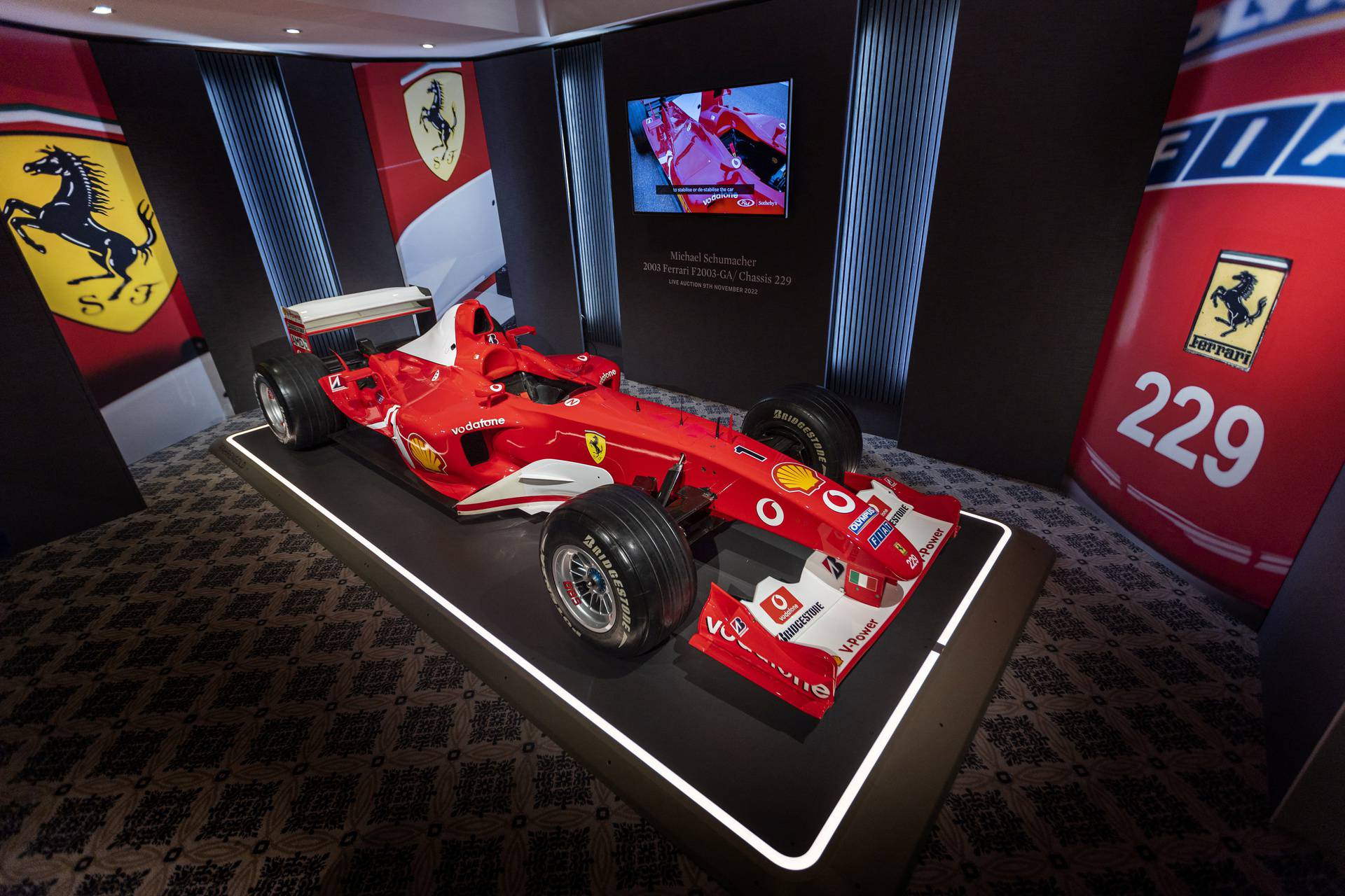 Schumacher F1 Ferrari preview at Sotheby's in Geneva