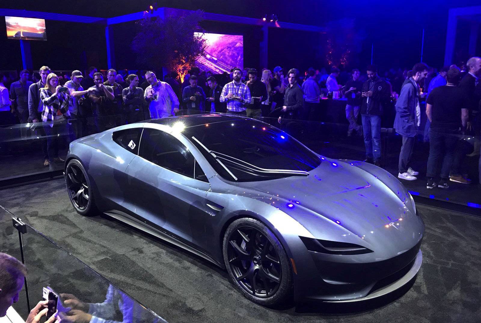 Tesla's new Roadster is unveiled during a presentation in Hawthorne