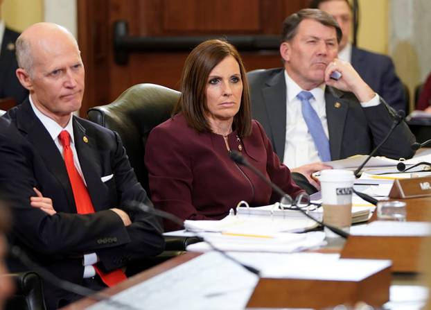 U.S. Senator McSally speaks during Senate Armed Services Subcommittee hearing on preventing sexual assault on Capitol Hill in Washington