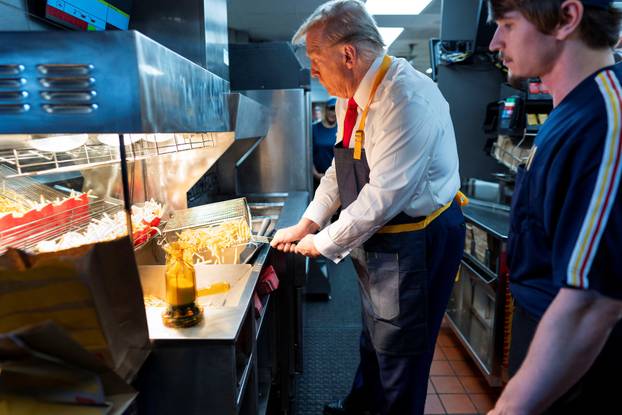 Republican presidential nominee and former U.S. President Trump visits McDonalds in Feasterville-Trevose, Pennsylvania