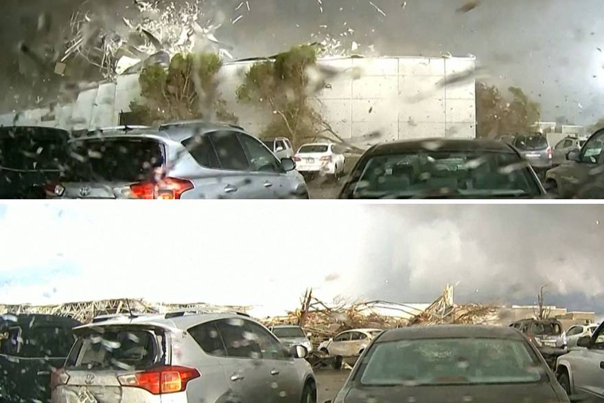 Video nadzorne kamere snima snažan tornado kako uništava zgradu u Nebraski