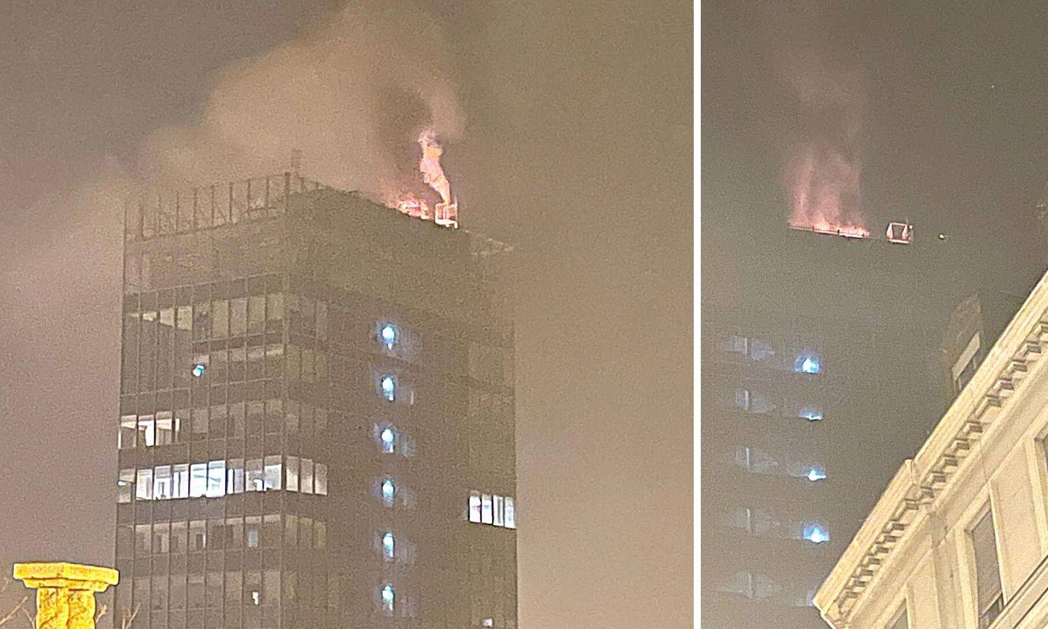 VIDEO U noći je gorio neboder na glavnom zagrebačkom trgu