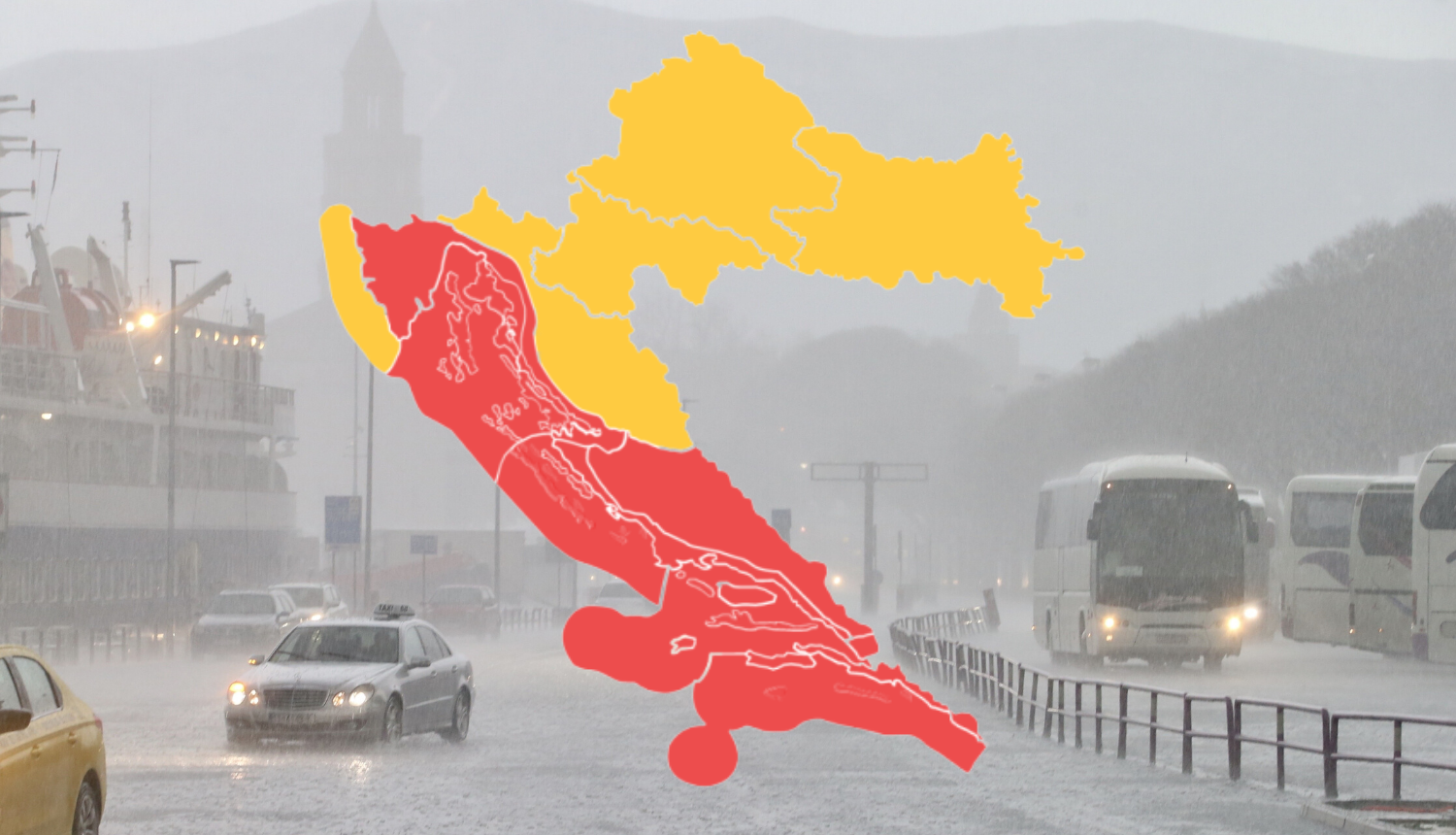 Jaki udari orkanskog vjetra: U Splitu je jutros padao i snijeg