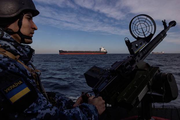 FILE PHOTO: Ukrainian coast guard patrols the "grain corridor" in the Black Sea