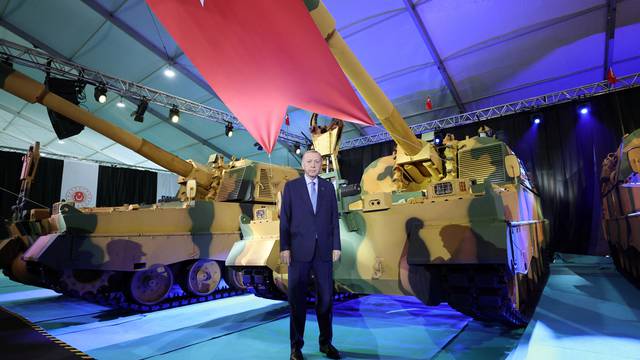 Turkish President Erdogan attends the delivery ceremony of new generation Storm Howitzers in Sakarya