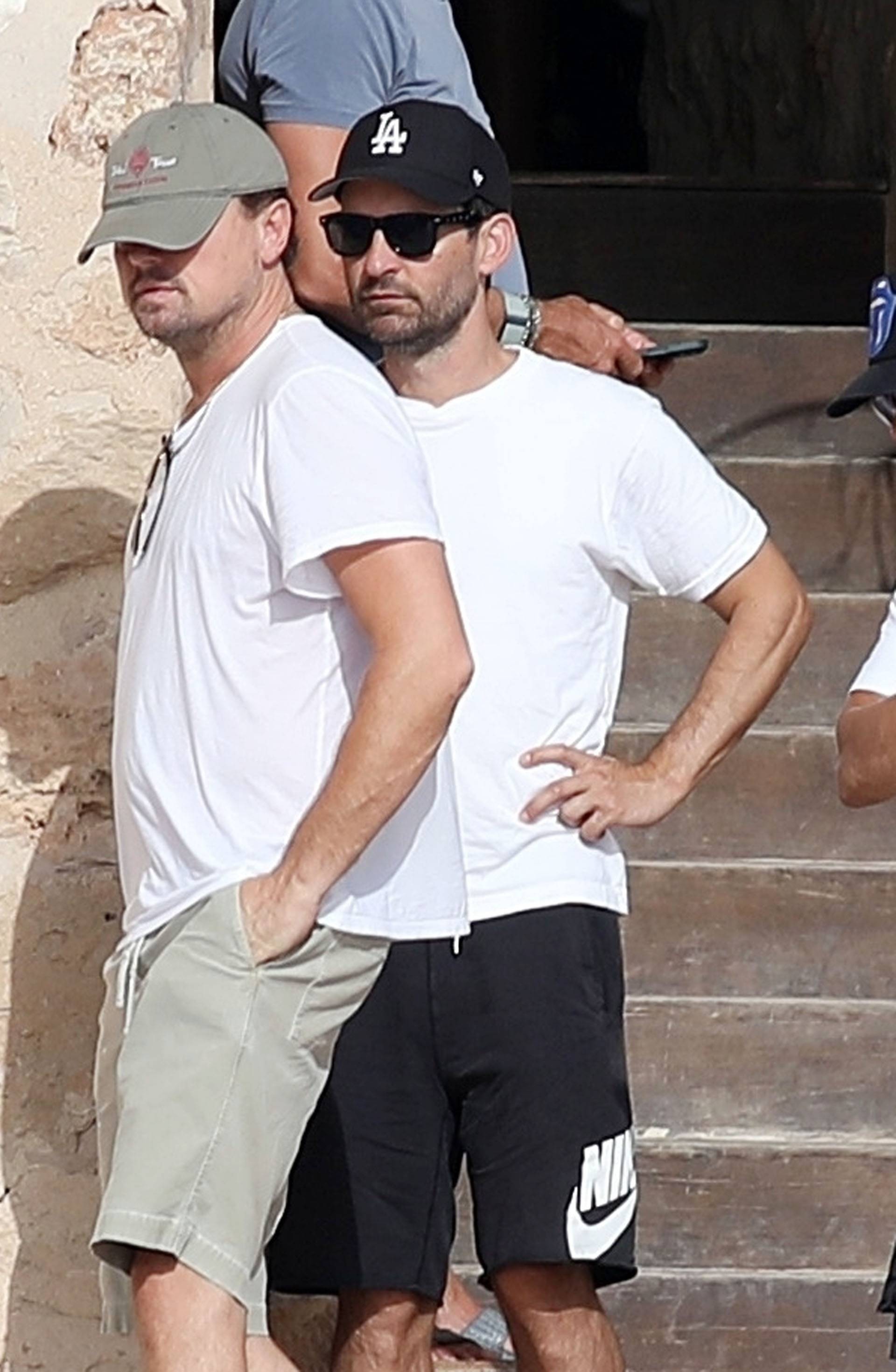 *PREMIUM-EXCLUSIVE* MUST CALL FOR PRICING BEFORE USAGE  - The American Actors Leonardo Di Caprio and Tobey Maguire with their celebrity friends, Edward Enninful, Riccardo Tisci and Love Island beauty Arabella Chi  soak up the sunshine on board their super