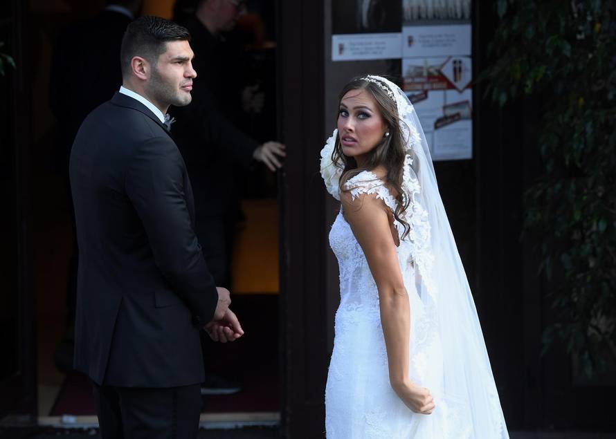 Vjenčanje boksača Filipa Hrgovića i Marinele Čaja u župi Svih svetih u Sesvetama