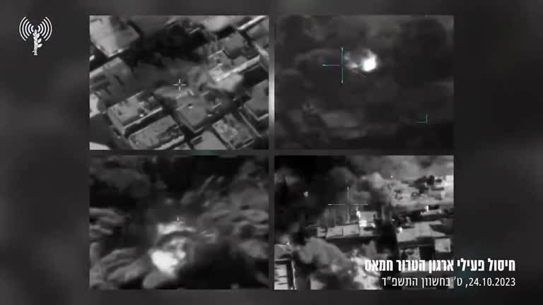 Aerial footage of Israel striking Hamas targets as it pledges 'unrelenting attacks'