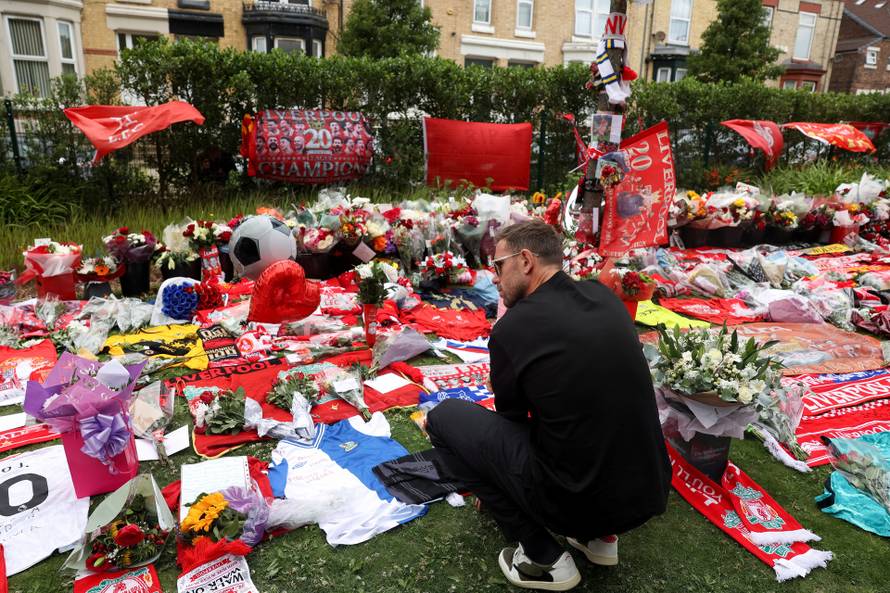 Tribute to Liverpool's Portuguese soccer player Diogo Jota, who died in a car crash near Zamora, Spain