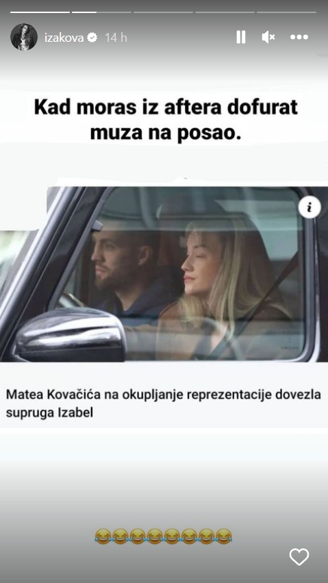 Izabel Kovačić našalila se na vlastiti račun: 'Kad moraš iz aftera dofurat muža na posao'