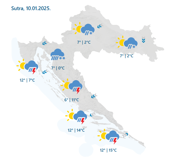 Upalili meteoalarm zbog jakog i olujnog vjetra: Sutra veliki pad temperature, a bit će i snijega