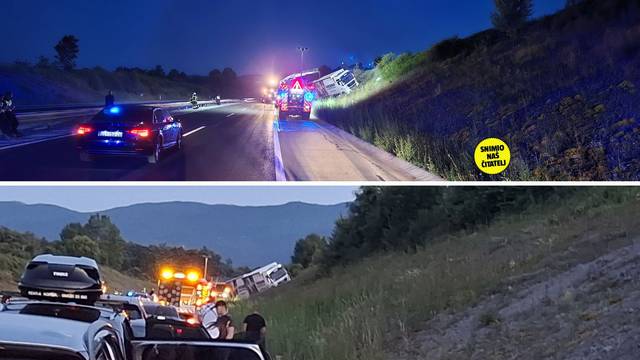 FOTO Kamion izletio na A1 kod Svetog Roka, zbog nesreće su zatvorili promet prema moru