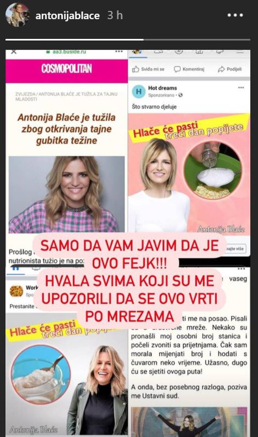Antoniju Blaće iskoristili su za internet prevaru: 'Ovo je fejk'