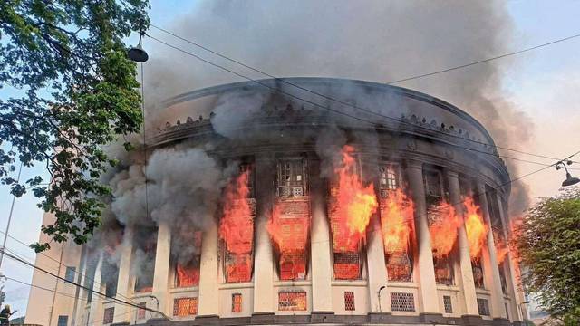 Massive fire hits Manila Central Post Office building, in Manila